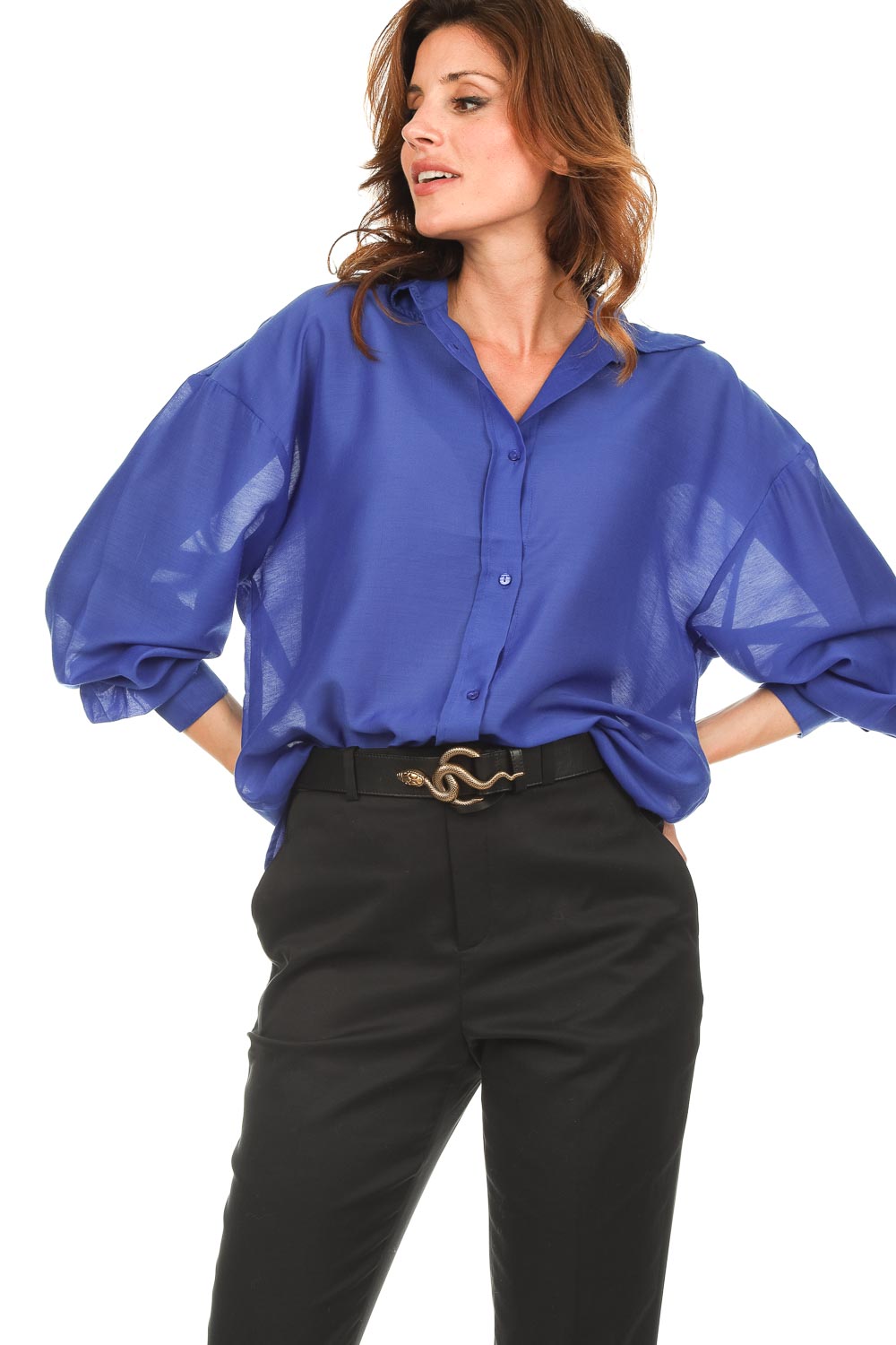 Transparant blouse Nola | blue... | Lollys Laundry | Little Soho