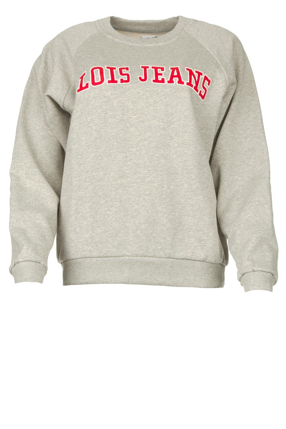Voorzichtigheid helper Nieuwjaar Logo sweater Iris | grijs | Lois Jeans | Little Soho