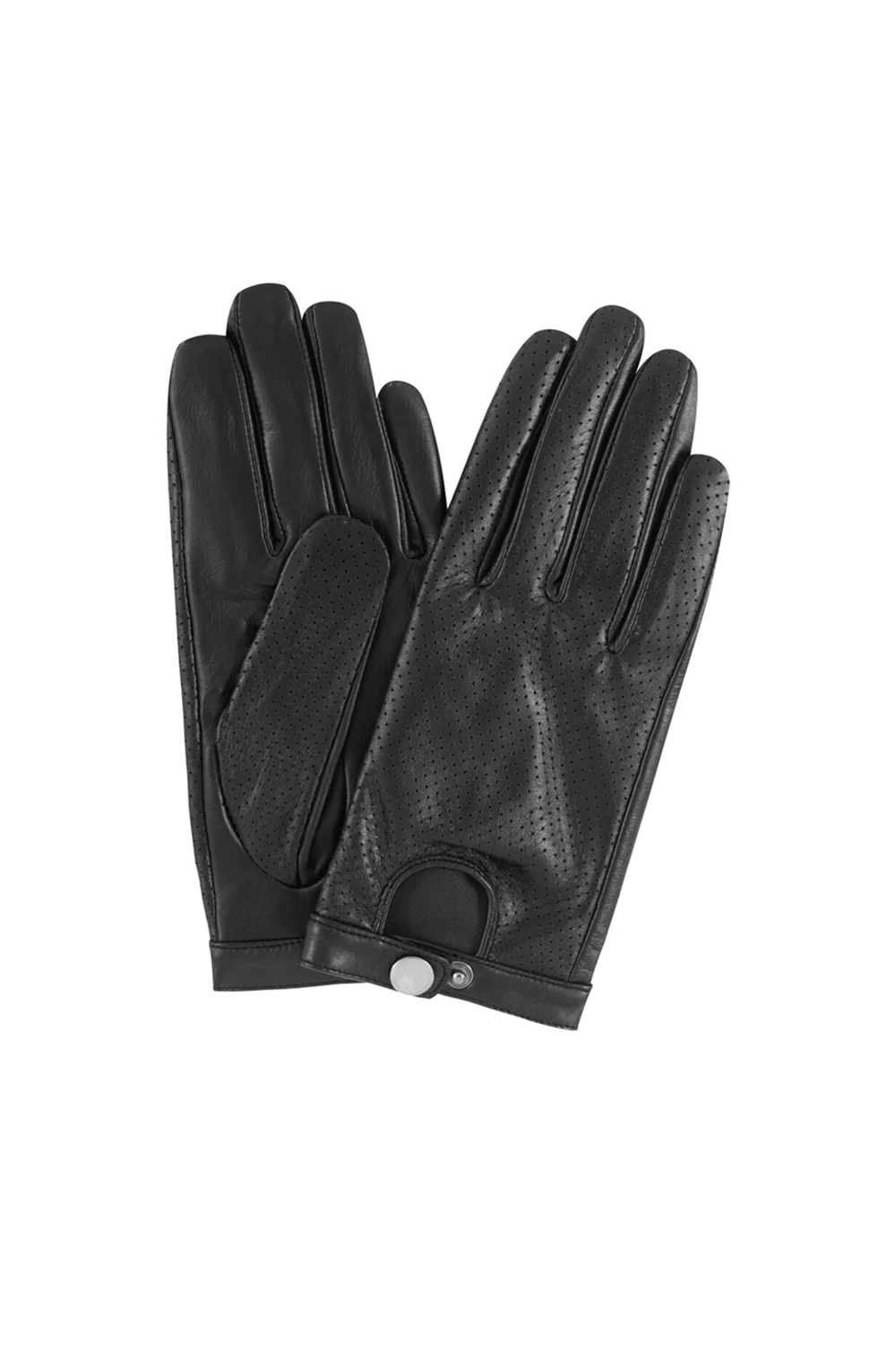 Depeche Leren geperforeerde handschoen Vintage zwart