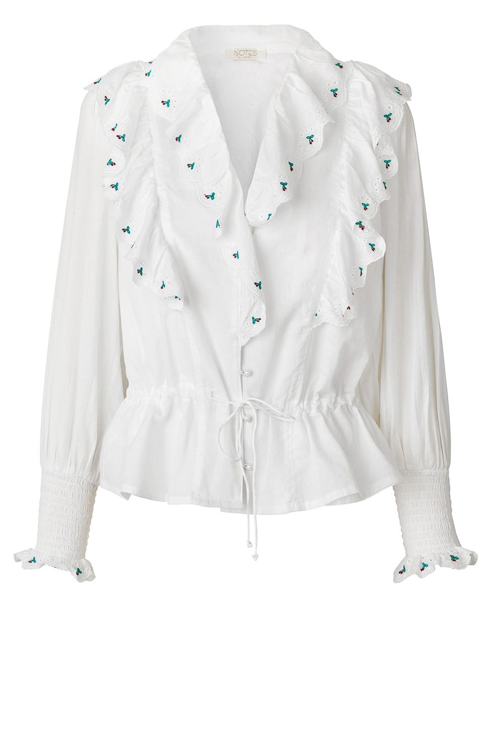 stereo formeel Overweldigend Katoenen blouse met ruches Tenna | wit | Notes Du Nord | Little Soho