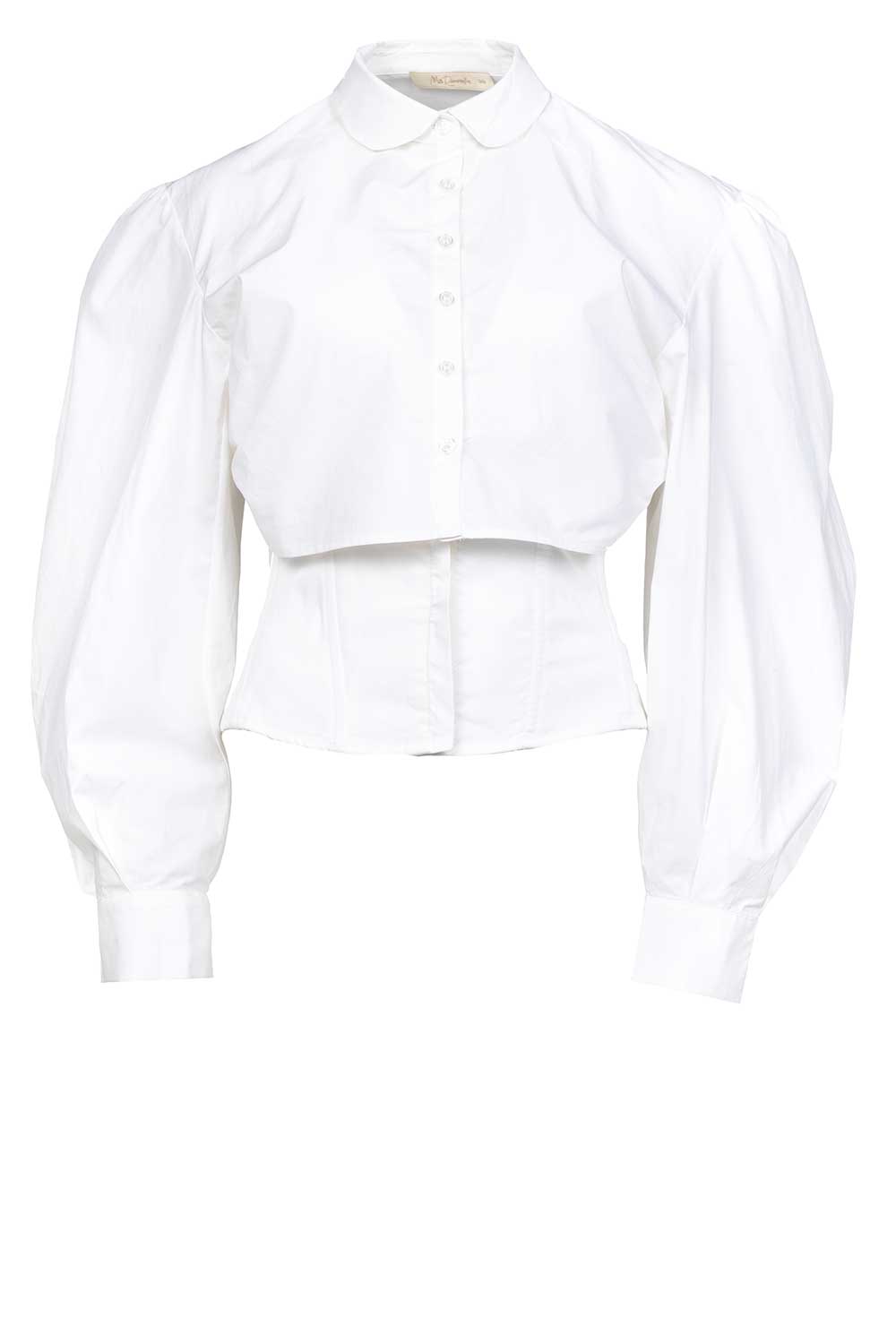 Mes Demoiselles Katoenen blouse met korset detail Victoire wit