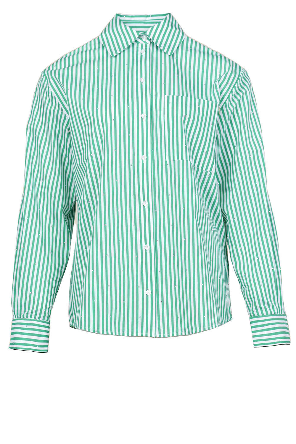 Kocca Gestreepte blouse met strass steentjes Stefy groen