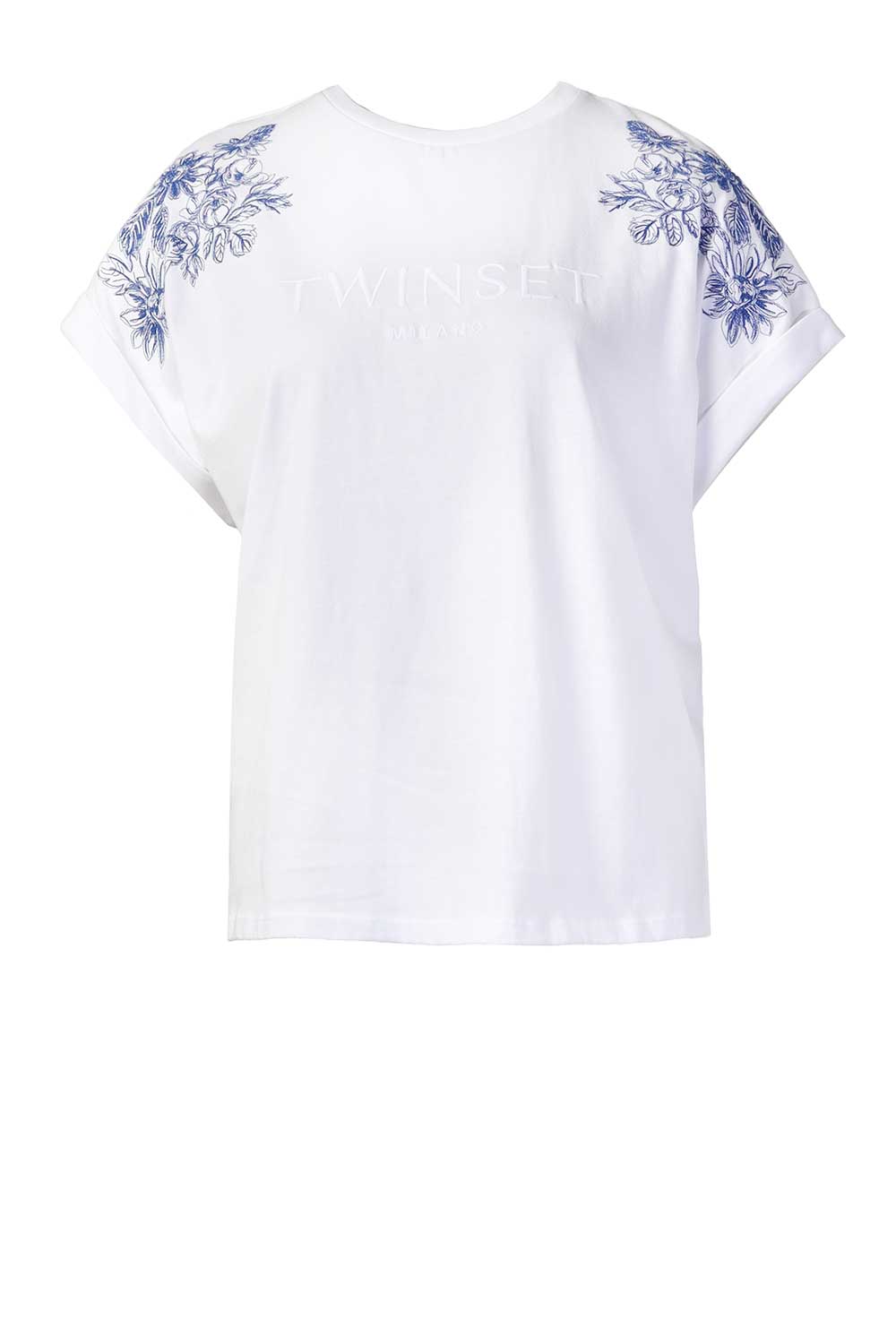 Twinset Bloemen Geborduurde Katoenen T-shirts en Polos White Dames