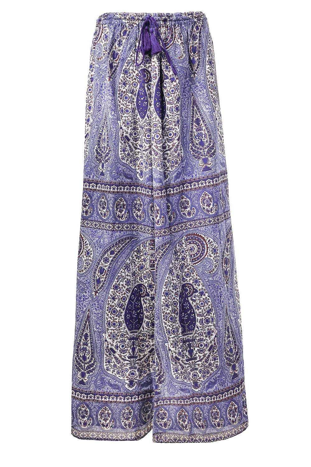 Antik batik Katoenen maxi-rok met paisley print Tajar blauw