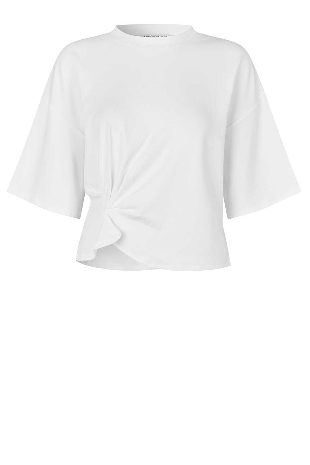 Second Female T-shirt met gesmokt detail Missouri wit