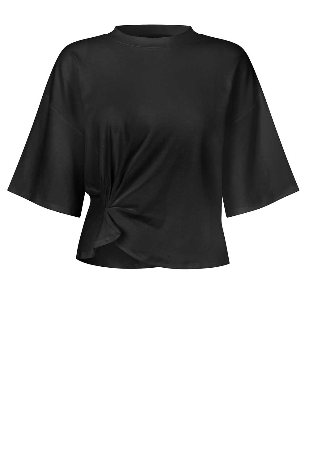Second Female T-shirt met gesmokt detail Missouri zwart