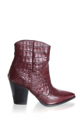 antiek Uitdaging Posters Short leather boots with crocodile pattern Miranda | burgundy | Janet &  Janet | Little Soho
