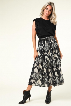 Black Amalia pleated printed-cotton skirt, ba&sh